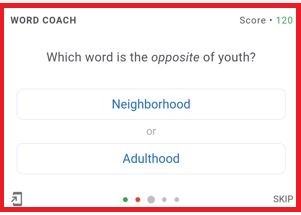 Google word coach quiz game